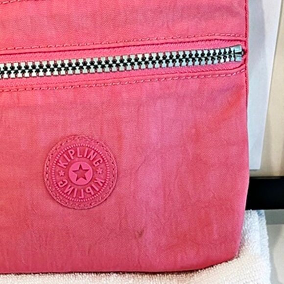 Kipling Womens Top Zip Crossbody Handbag Pink Zipper Pockets Key Fob Lined - Picture 7 of 8